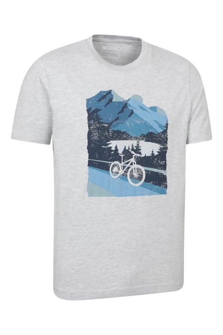 'Bike' Men's Tee Cotton T-Shirt Relaxed Fit Breathable Casual Tee Grey - Image 2