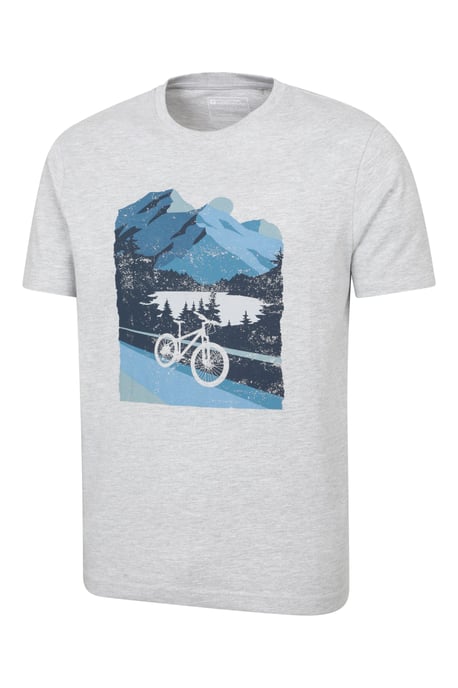 'Bike' Men's Tee Cotton T-Shirt Relaxed Fit Breathable Casual Tee Grey - Image 4