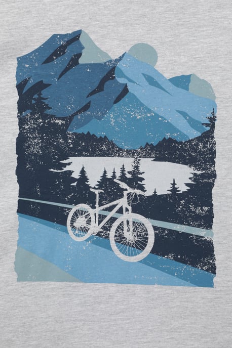 'Bike' Men's Tee Cotton T-Shirt Relaxed Fit Breathable Casual Tee Grey - Image 5