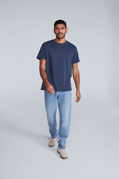 'Icon' Men's Logo Tee Relaxed Fit Casual Everyday T-Shirt Navy - Image 2