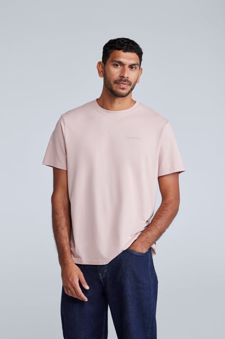 'Icon' Men's Logo Tee Relaxed Fit Casual Everyday T-Shirt Light Pink - Image 2