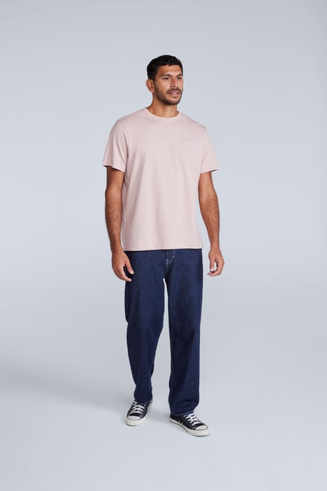 'Icon' Men's Logo Tee Relaxed Fit Casual Everyday T-Shirt Light Pink - Image 3