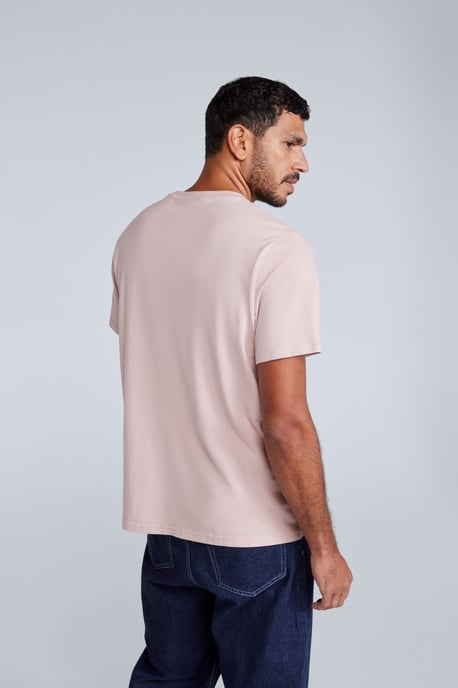 'Icon' Men's Logo Tee Relaxed Fit Casual Everyday T-Shirt Light Pink - Image 4