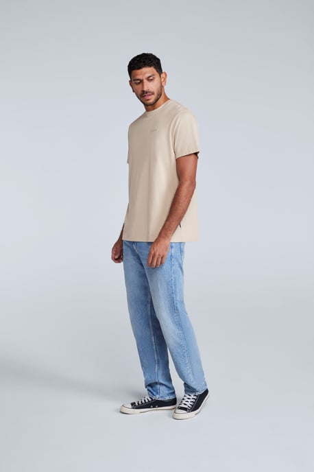 'Icon' Men's Logo Tee Relaxed Fit Casual Everyday T-Shirt Beige - Image 2