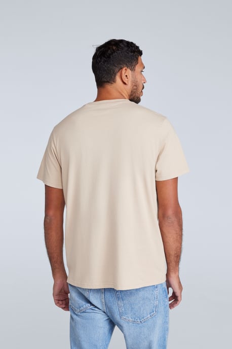 'Icon' Men's Logo Tee Relaxed Fit Casual Everyday T-Shirt Beige - Image 4