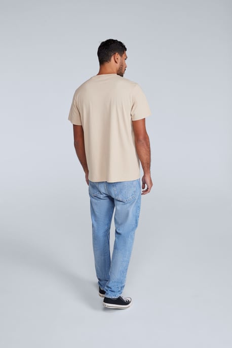 'Icon' Men's Logo Tee Relaxed Fit Casual Everyday T-Shirt Beige - Image 5