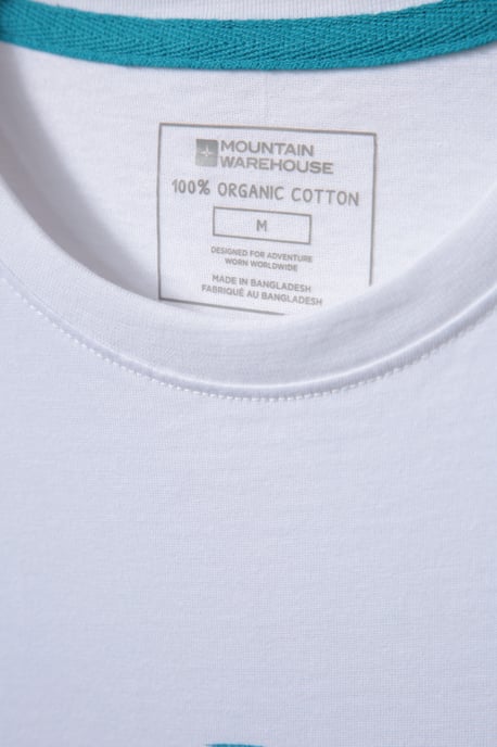 'Discover' Men's Printed T-Shirt Cotton Breathable Casual Tee White - Image 6