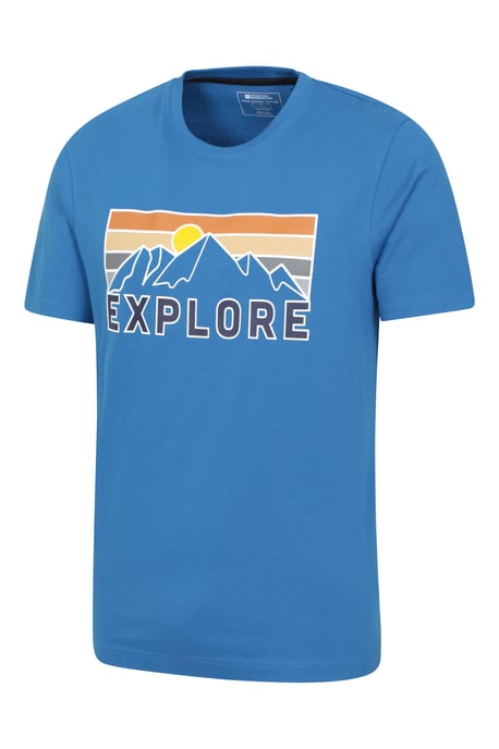 'Explore' Men's Graphic T-Shirt Sun Protection Breathable Everyday Tee Blue - Image 4