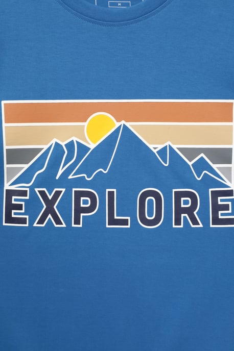 'Explore' Men's Graphic T-Shirt Sun Protection Breathable Everyday Tee Blue - Image 5