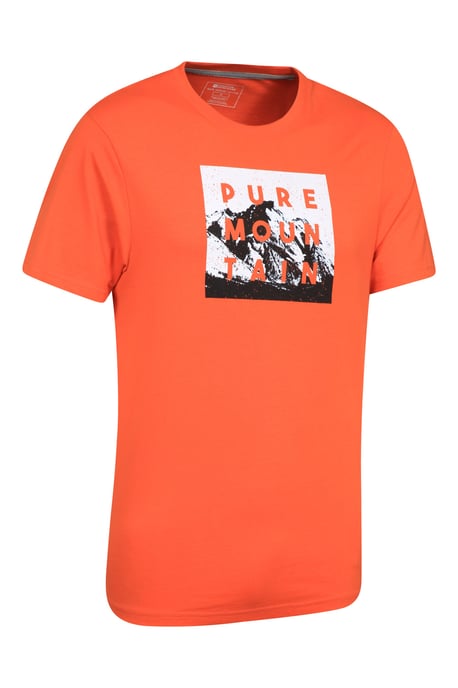 'Pure Mountain' Men's T-Shirt Cotton Breathable Casual Summer Tee Orange - Image 2