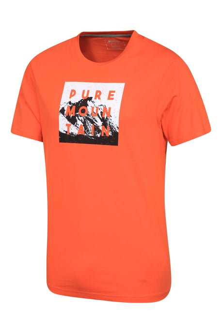 'Pure Mountain' Men's T-Shirt Cotton Breathable Casual Summer Tee Orange - Image 3