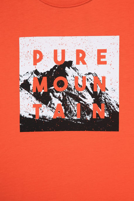 'Pure Mountain' Men's T-Shirt Cotton Breathable Casual Summer Tee Orange - Image 4
