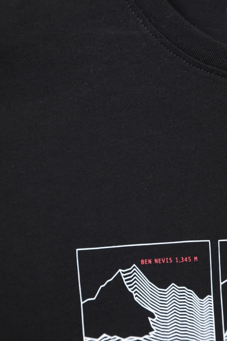 '3 Peaks' Men's Printed Tee Cotton Breathable Casual T-Shirt Black - Image 6