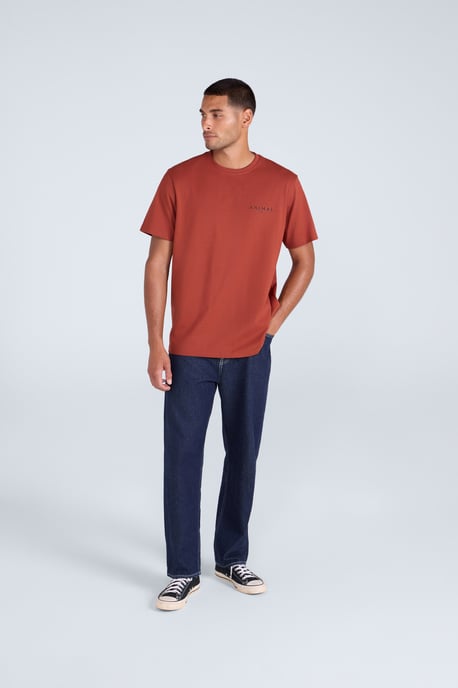 'Chase' Men's T-Shirt Cotton Relaxed Fit Breathable Summer Tee Orange - Image 2