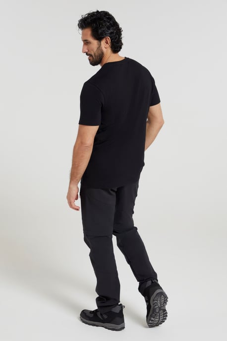 'Tech Mountains' Men's T-Shirt Cotton Breathable Comfy Tee Black - Image 4