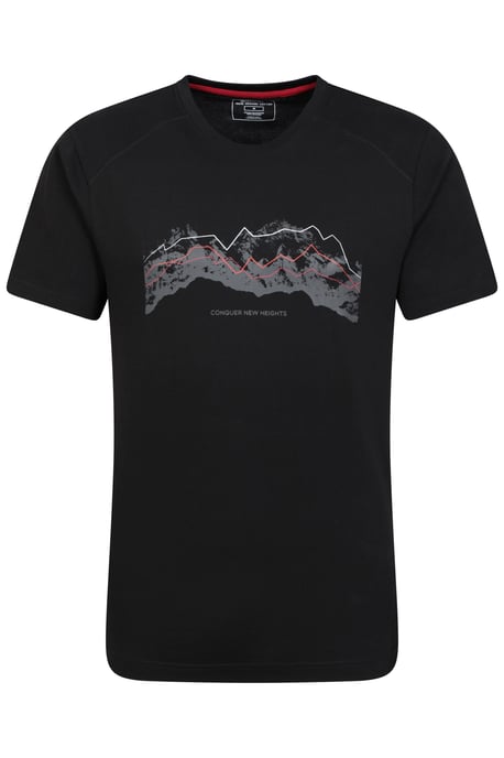 'Tech Mountains' Men's T-Shirt Cotton Breathable Comfy Tee Black - Image 5