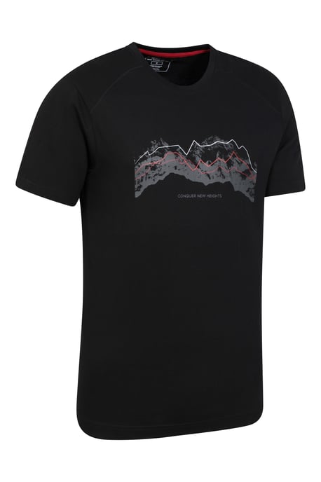 'Tech Mountains' Men's T-Shirt Cotton Breathable Comfy Tee Black - Image 6