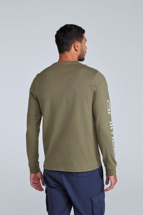 'Tomy' Men's Graphic T-Shirt Cotton Sun Protection Comfy Tee Khaki - Image 3
