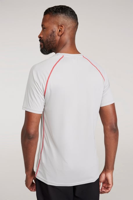 'Aero II' Men's Short Sleeve Top with Reflective Print IsoCool Sports Tee Light Grey - Image 3