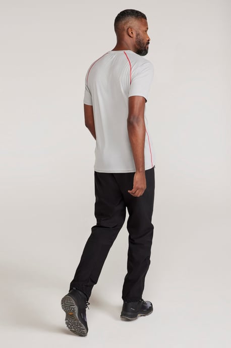 'Aero II' Men's Short Sleeve Top with Reflective Print IsoCool Sports Tee Light Grey - Image 4