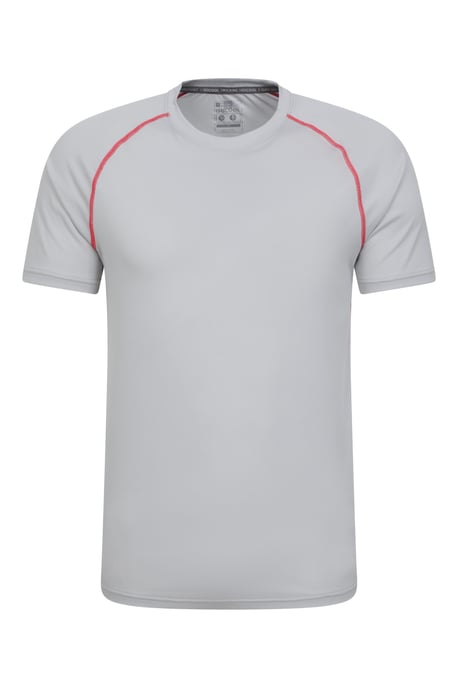 'Aero II' Men's Short Sleeve Top with Reflective Print IsoCool Sports Tee Light Grey - Image 5