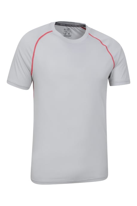 'Aero II' Men's Short Sleeve Top with Reflective Print IsoCool Sports Tee Light Grey - Image 6