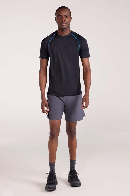 'Aero II' Men's Short Sleeve Top with Reflective Print IsoCool Sports Tee Black - Image 2