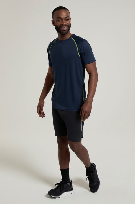 'Aero II' Men's Short Sleeve Top with Reflective Print IsoCool Sports Tee Dark Blue - Image 2