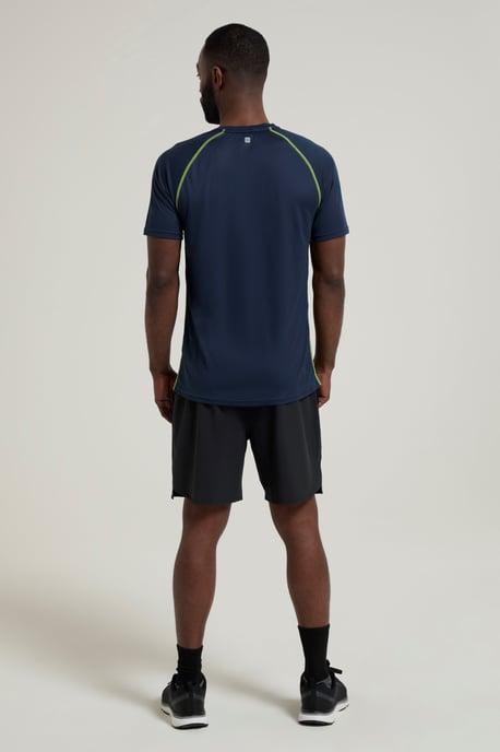 'Aero II' Men's Short Sleeve Top with Reflective Print IsoCool Sports Tee Dark Blue - Image 3