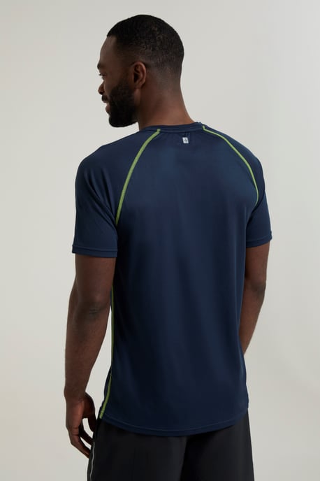 'Aero II' Men's Short Sleeve Top with Reflective Print IsoCool Sports Tee Dark Blue - Image 4