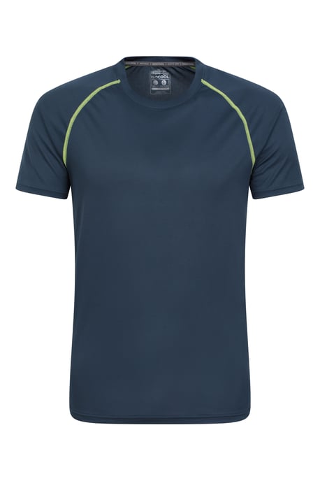 'Aero II' Men's Short Sleeve Top with Reflective Print IsoCool Sports Tee Dark Blue - Image 5