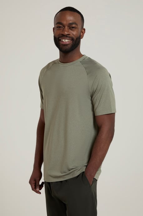 'Agra' Men's Melange T-Shirt Quick Wicking Breathable Sports T-Shirt Khaki - Image 2