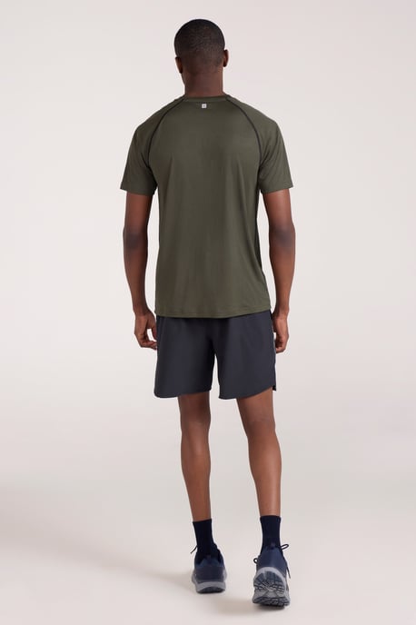 'Aero II' Men's Short Sleeve Top with Reflective Print IsoCool Sports Tee Forest Green - Image 3