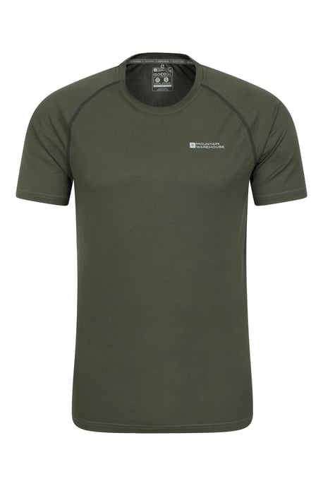 'Aero II' Men's Short Sleeve Top with Reflective Print IsoCool Sports Tee Forest Green - Image 4