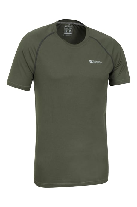 'Aero II' Men's Short Sleeve Top with Reflective Print IsoCool Sports Tee Forest Green - Image 5