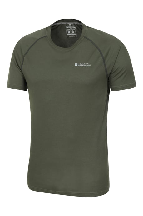 'Aero II' Men's Short Sleeve Top with Reflective Print IsoCool Sports Tee Forest Green - Image 6
