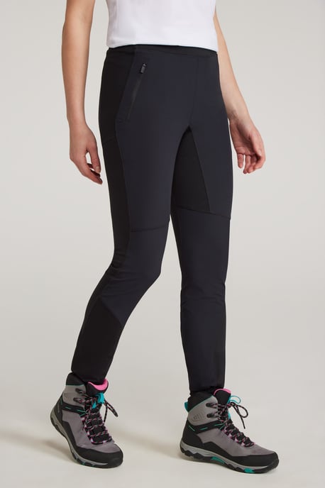 'Etna' Women's Hiking Leggings Water Resistant Stretchy Bottoms Black - Image 1