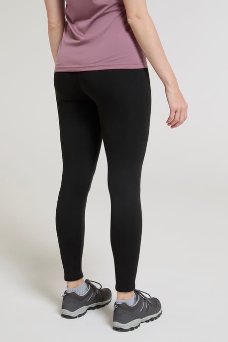 Women's Borg Lined Leggings Comfy Thermal Base Layer Bottoms Black - Image 3