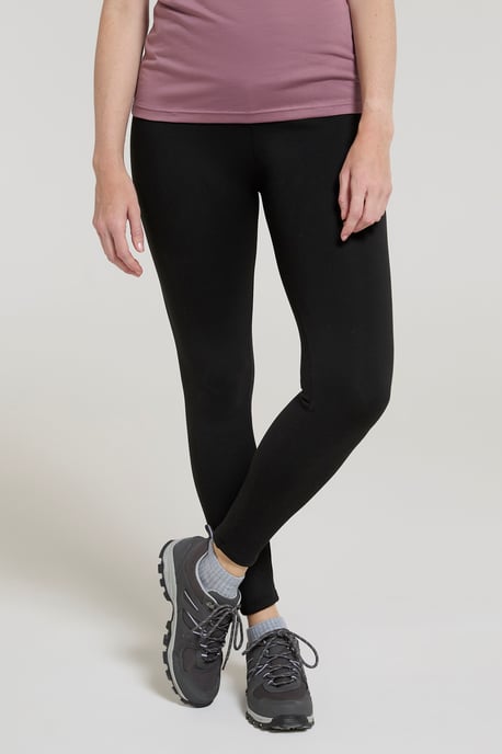 Women's Borg Lined Leggings Comfy Thermal Base Layer Bottoms Black - Image 4