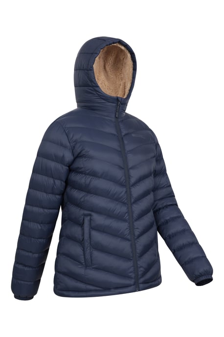 'Seasons' Women's Padded Jacket Fur Lined Water Resistant Coat Navy - Image 3