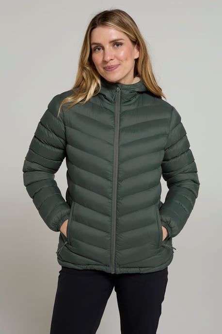 'Seasons' Women's Padded Jacket Fur Lined Water Resistant Coat Khaki - Image 4
