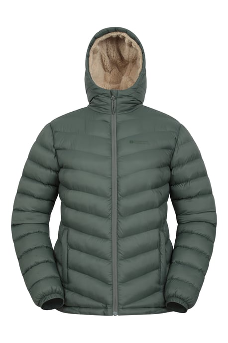 'Seasons' Women's Padded Jacket Fur Lined Water Resistant Coat Khaki - Image 5