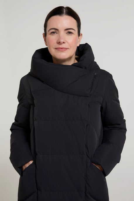 Women's Cosy Wrap Down Padded Jacket Water Resistant Warm Puffer Winter Coat Black - Image 4