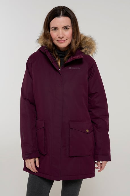 'Tarka' Women's Long Jacket Waterproof Winter Warm Padded Coat Burgundy - Image 1