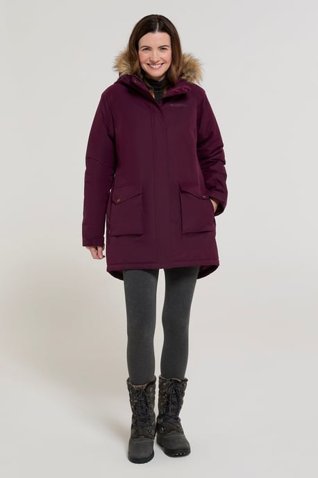 'Tarka' Women's Long Jacket Waterproof Winter Warm Padded Coat Burgundy - Image 2