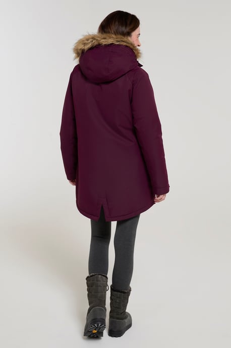 'Tarka' Women's Long Jacket Waterproof Winter Warm Padded Coat Burgundy - Image 3