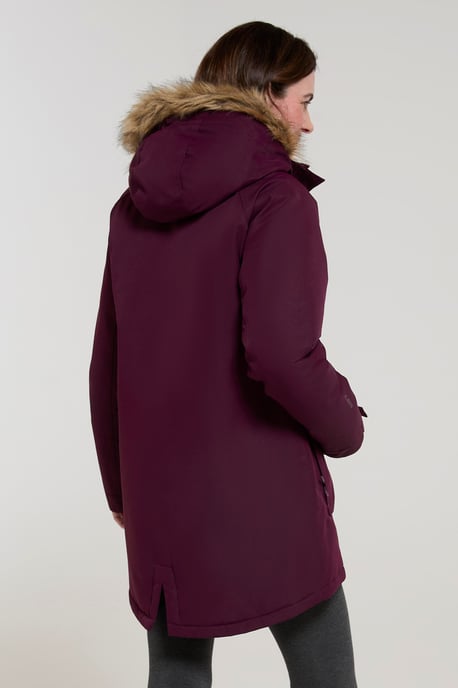 'Tarka' Women's Long Jacket Waterproof Winter Warm Padded Coat Burgundy - Image 4