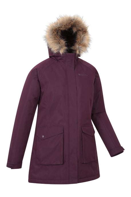 'Tarka' Women's Long Jacket Waterproof Winter Warm Padded Coat Burgundy - Image 6