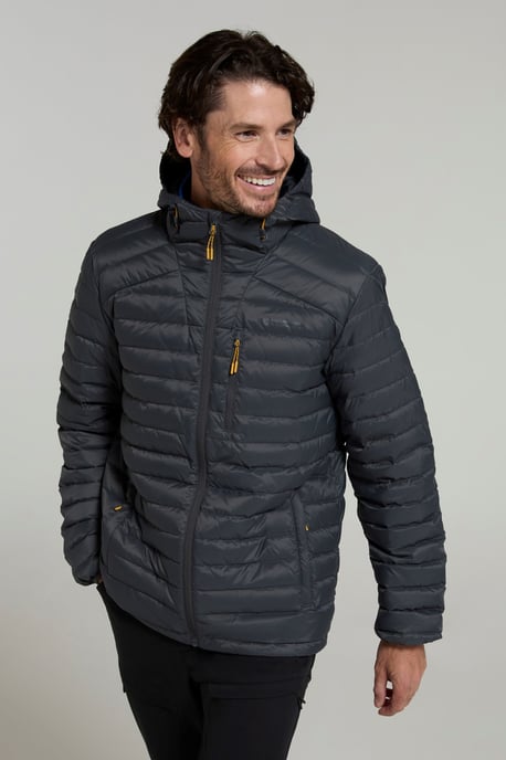 'Henry II' Men's Down Padded Jacket Water Resistant Hooded Puffer Winter Coat Grey - Image 2