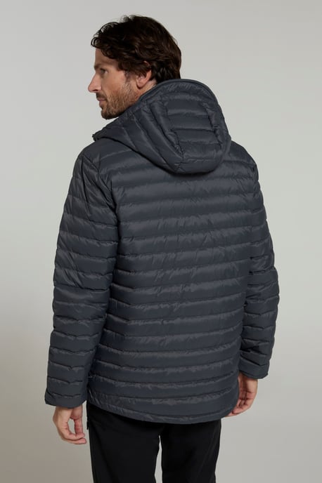 'Henry II' Men's Down Padded Jacket Water Resistant Hooded Puffer Winter Coat Grey - Image 3